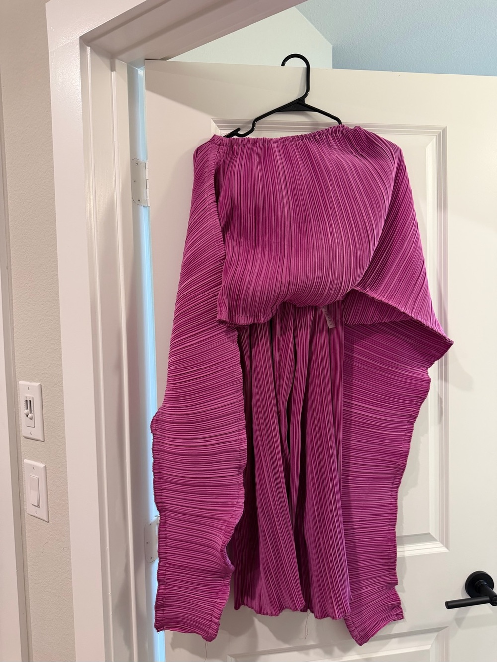 Women's Pleated Off-Shoulder two piece set in Magenta